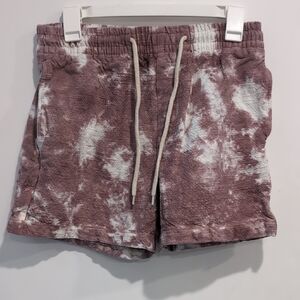 BDG Slub Cotton Volley Tie Dye Drawstring Shorts Size Small Pink/White